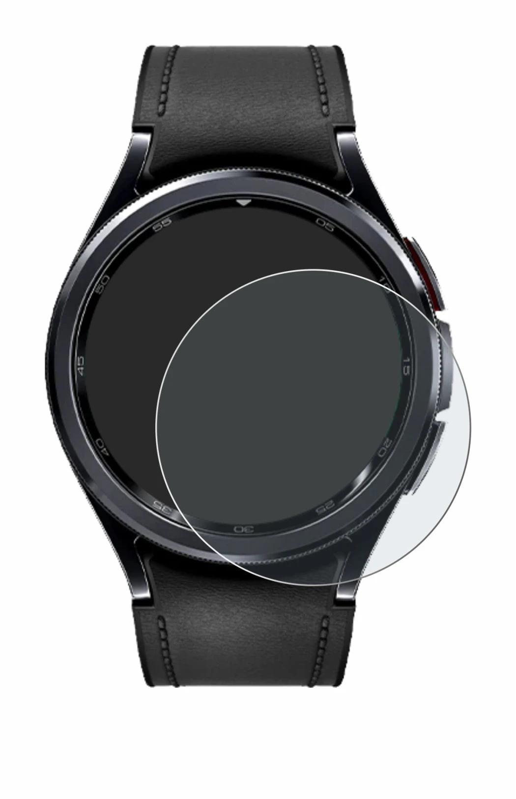 Image of the device Samsung Galaxy Watch 6 Classic (43 mm) with a wide variety of screen protectors.