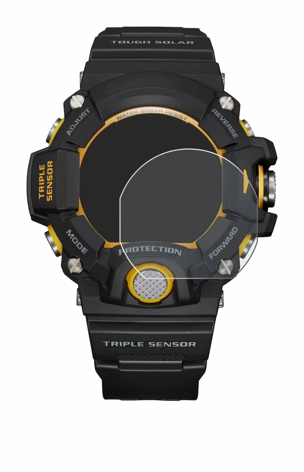 Image of the device Casio G-Shock GW-9400Y-1 with a wide variety of screen protectors.