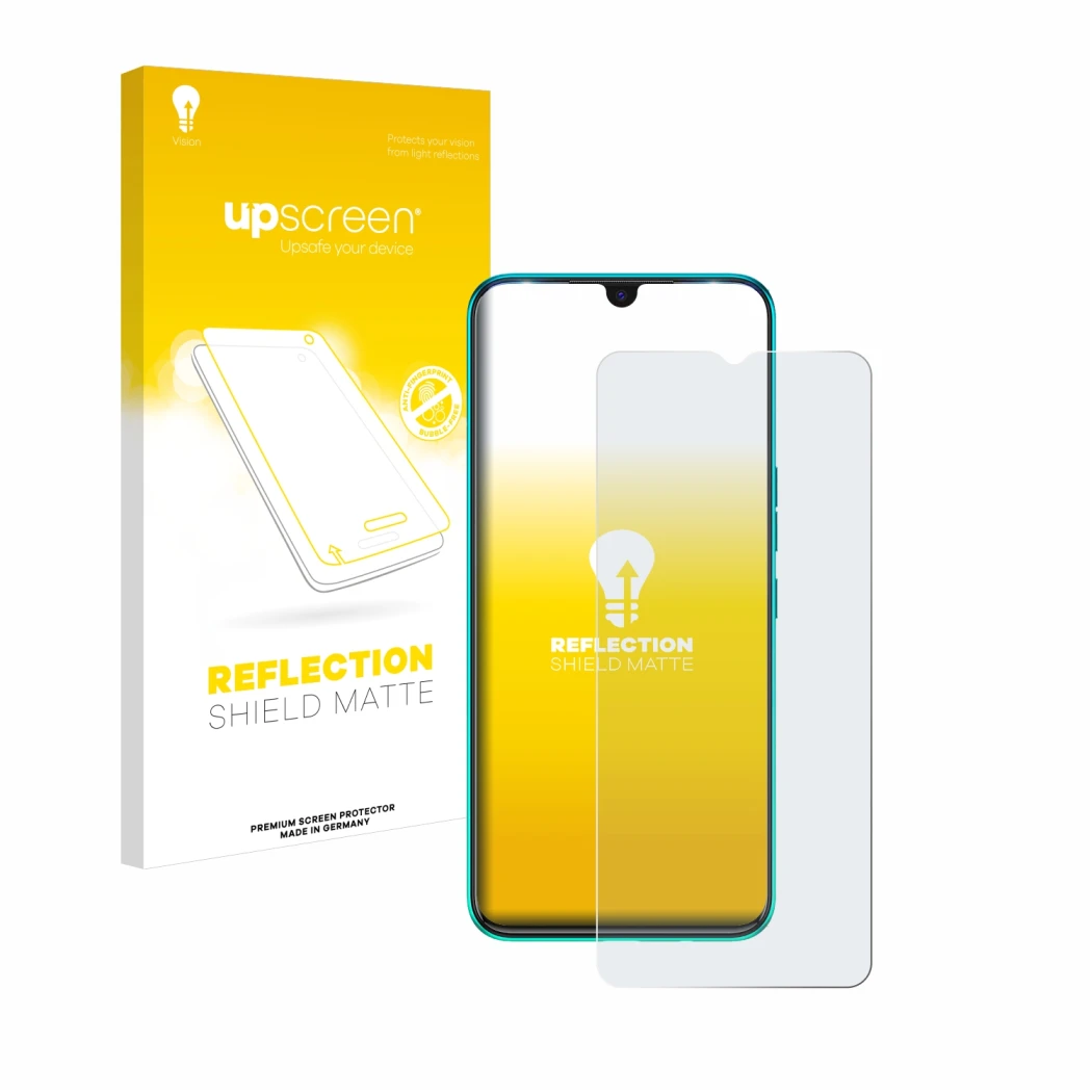 Front side of a product packaging with the brand logo upscreen. Next to it is the device Tecno Spark 7 shown with the correspo
