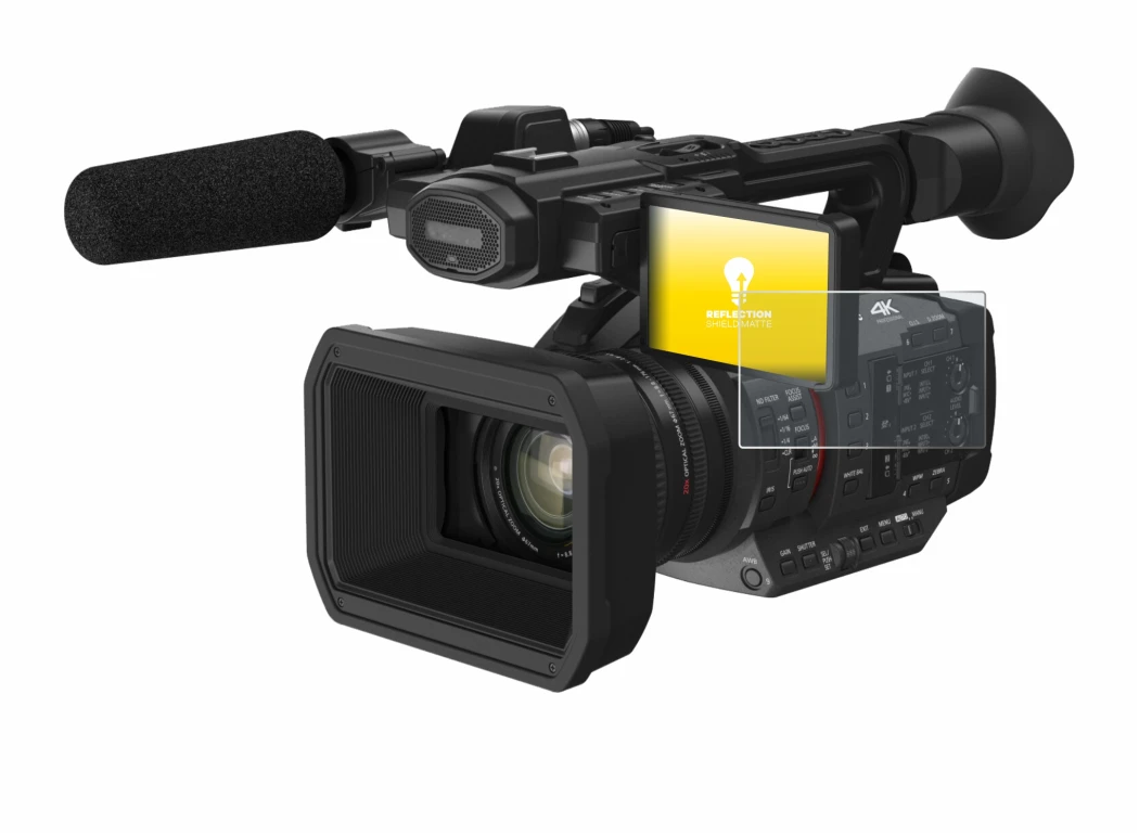 Image of the device Panasonic HC-X2 with a wide variety of screen protectors.