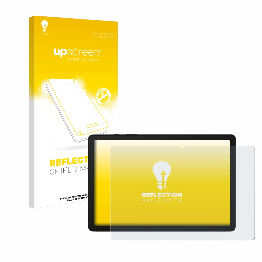Front side of a product packaging with the brand logo upscreen. Next to it is the device Samsung Galaxy Tab A9 Plus 5G shown w