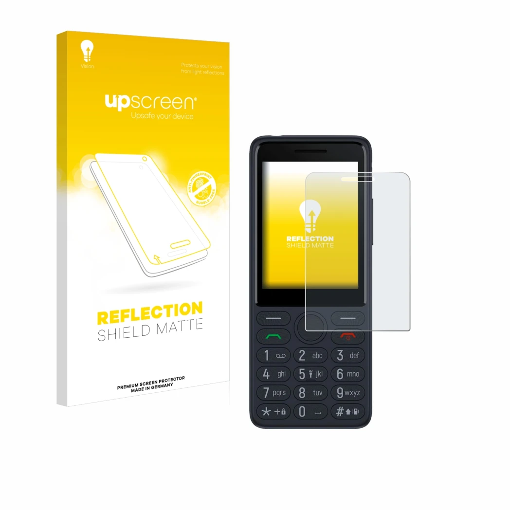 Front side of a product packaging with the brand logo upscreen. Next to it is the device TCL Onetouch 4022s shown with the cor