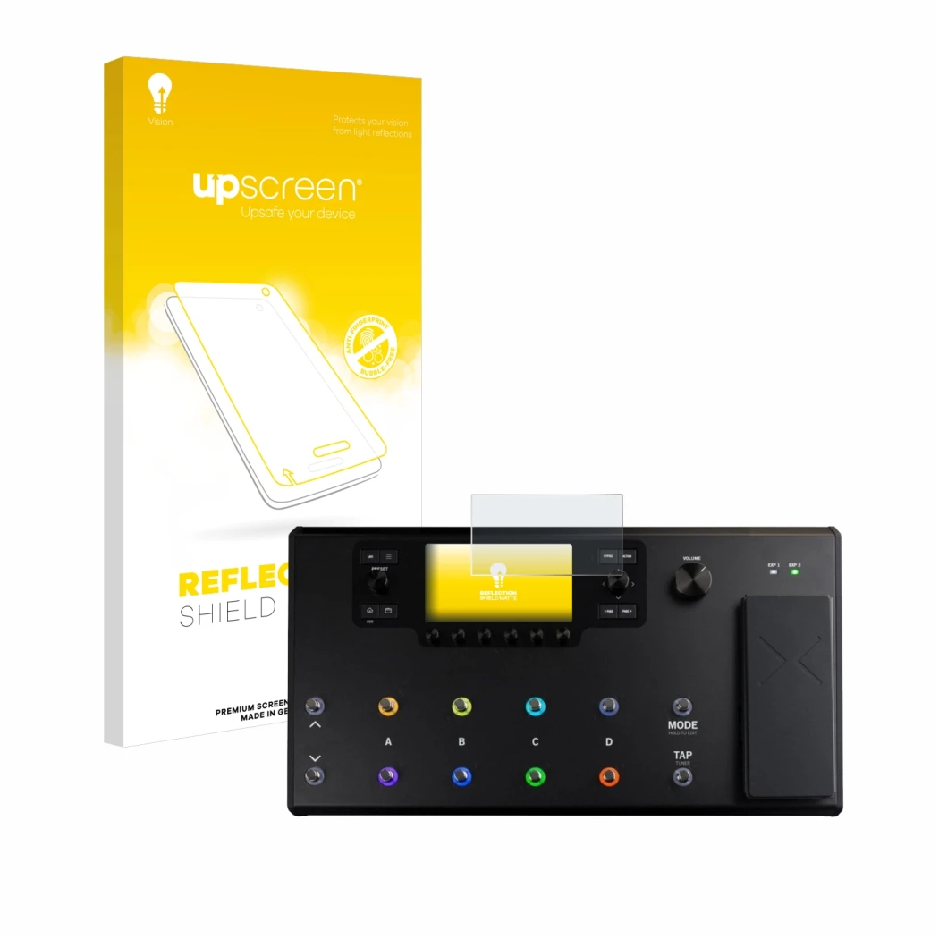 Front side of a product packaging with the brand logo upscreen. Next to it is the device Line 6 Helix LT shown with the corres