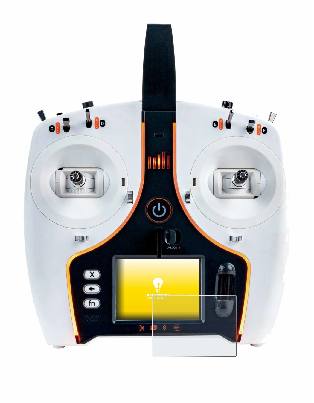 Image of the device Spektrum NX7e with a wide variety of screen protectors.