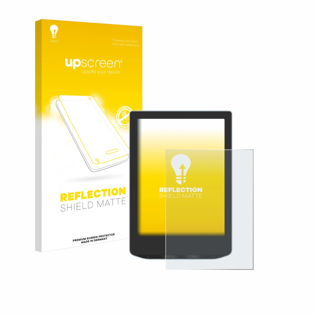 Front side of a product packaging with the brand logo upscreen. Next to it is the device Vivlio Light shown with the correspon