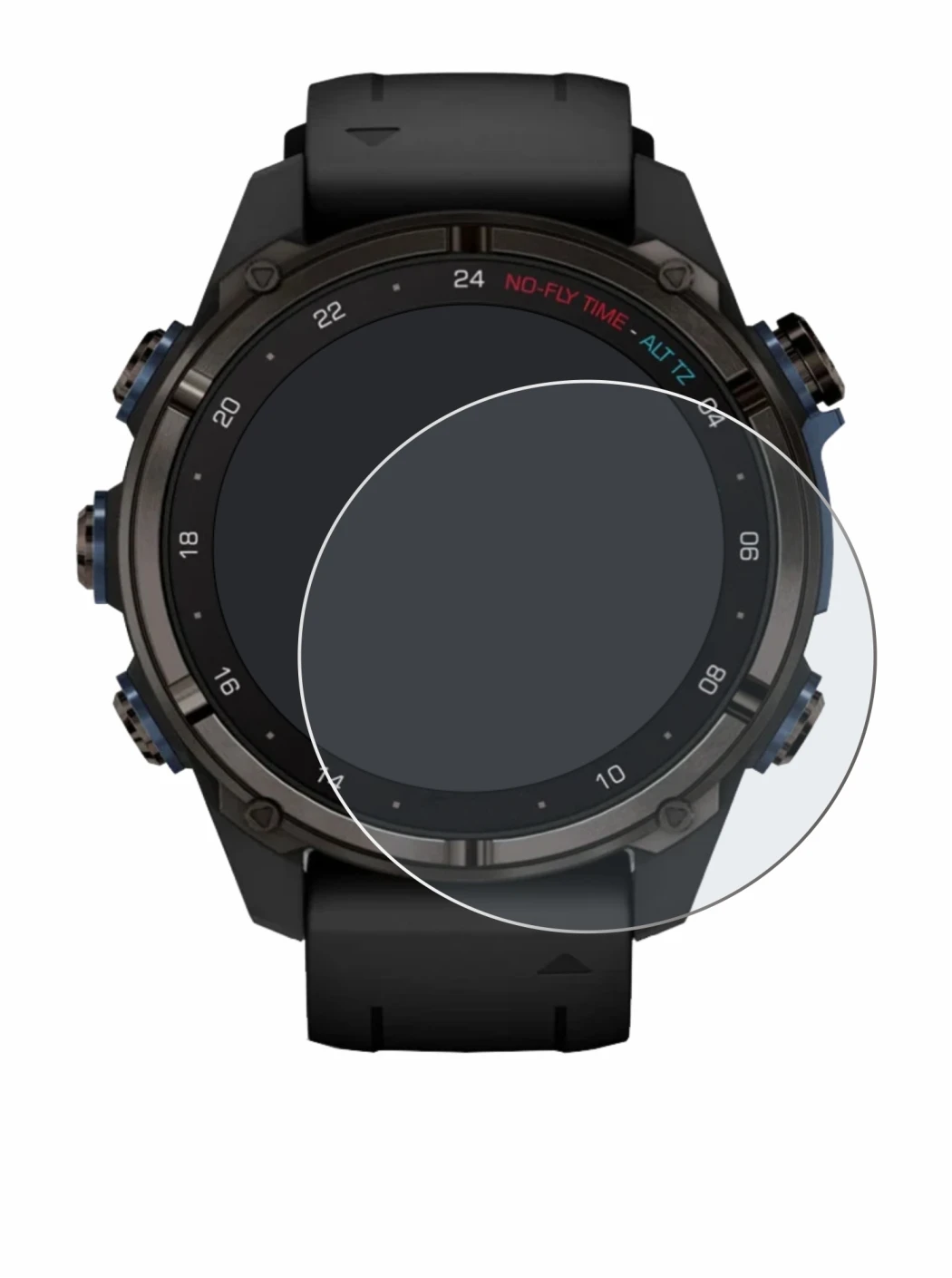 Image of the device Garmin Descent Mk3i (43 mm) with a wide variety of screen protectors.