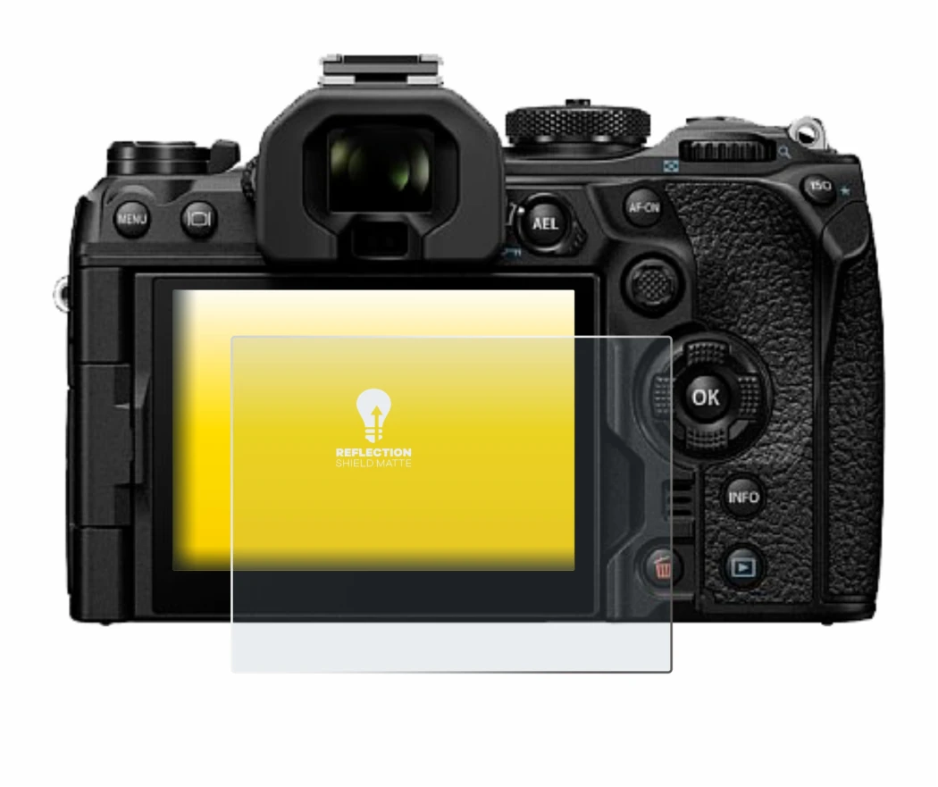 Image of the device Olympus OM System OM-1 Mark II with a wide variety of screen protectors.