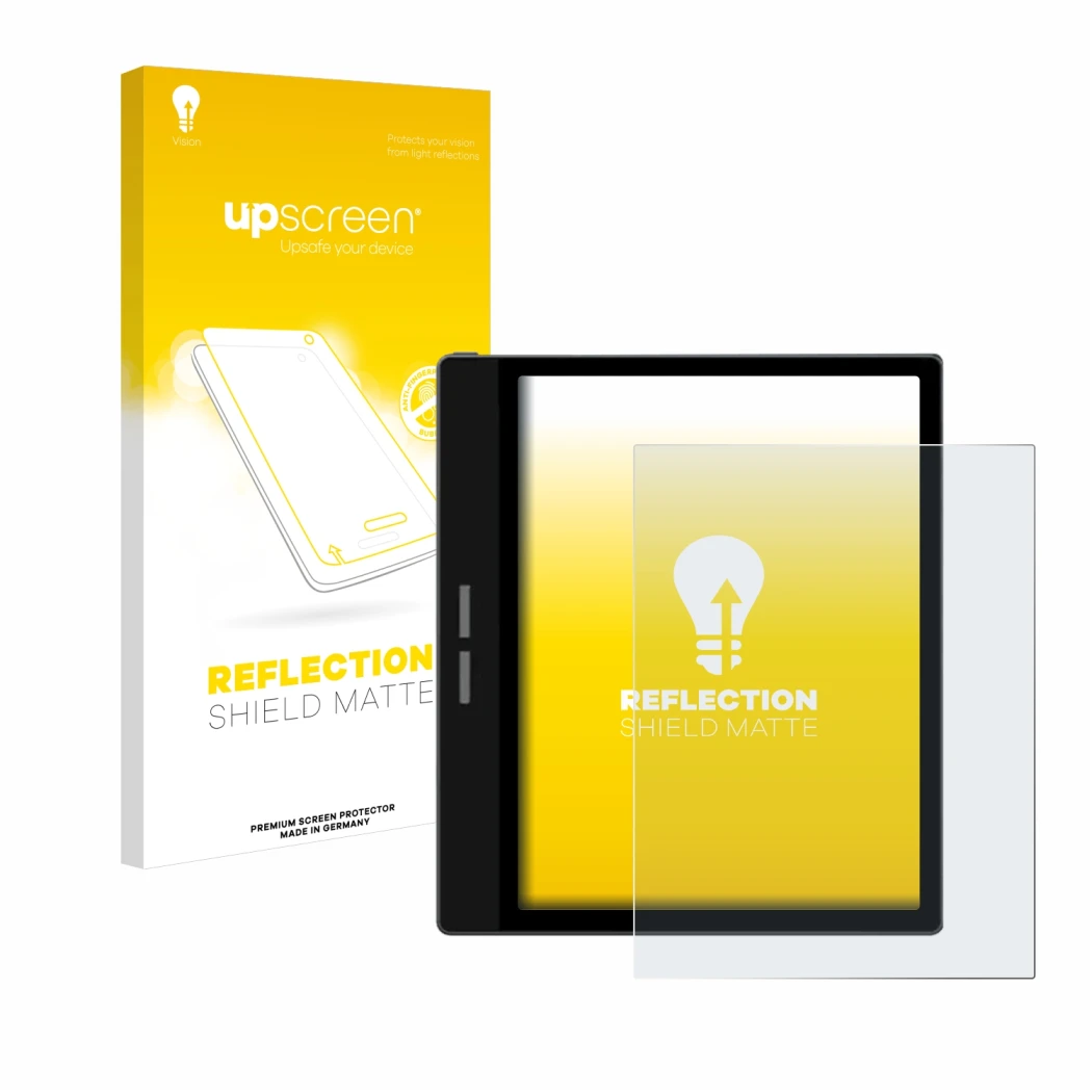 Front side of a product packaging with the brand logo upscreen. Next to it is the device Bigme B751C shown with the correspond