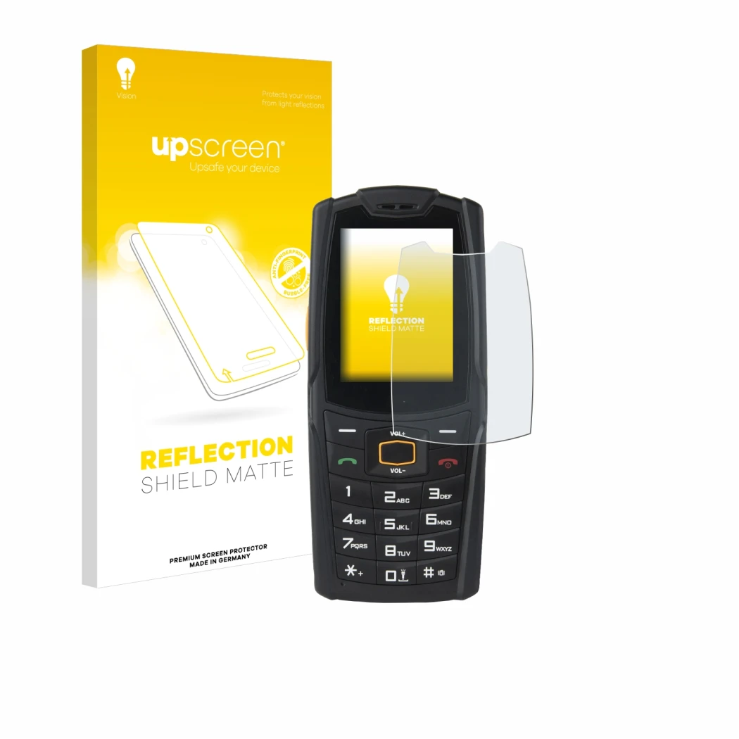 Front side of a product packaging with the brand logo upscreen. Next to it is the device AGM M6 shown with the corresponding s