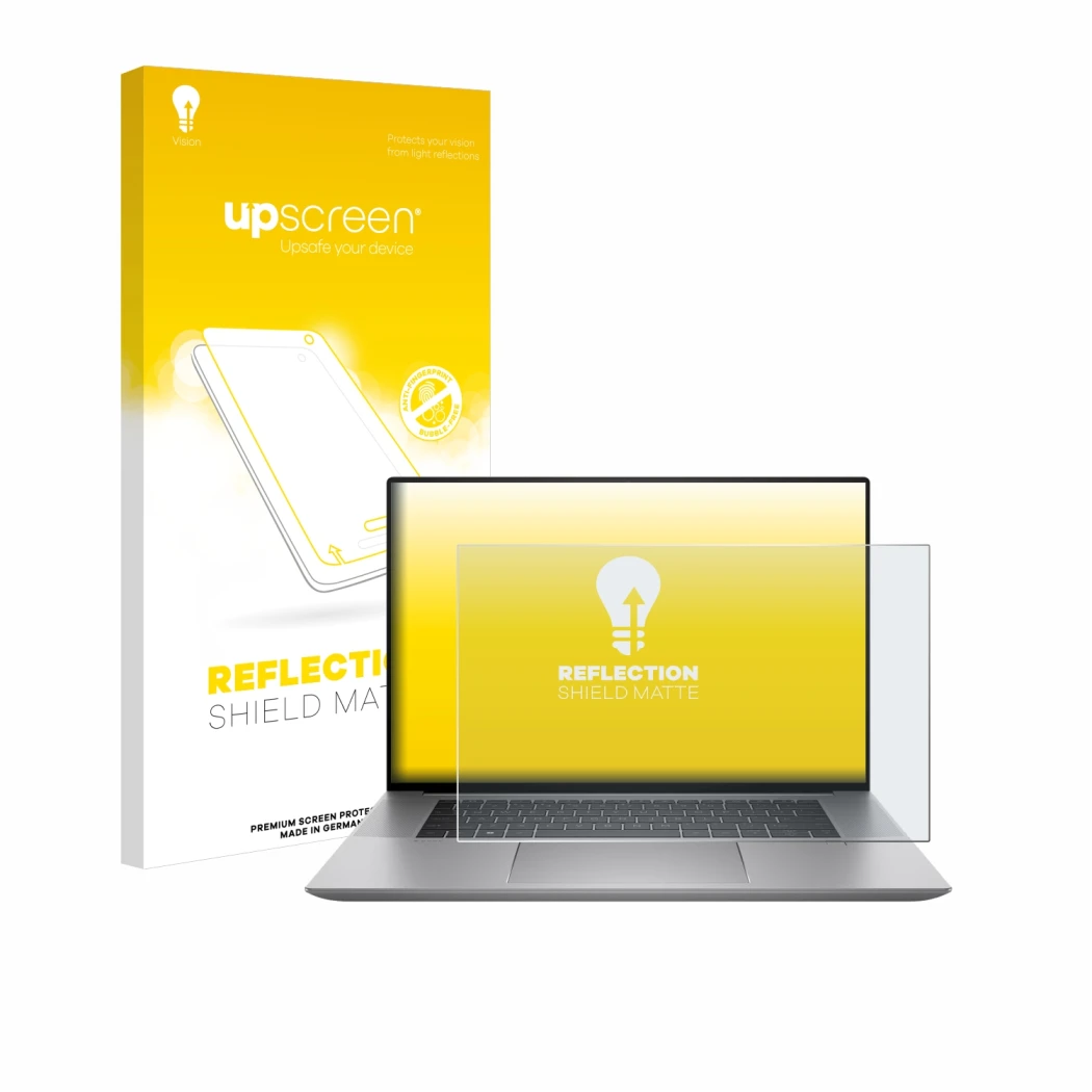 Front side of a product packaging with the brand logo upscreen. Next to it is the device HP Zbook Studio 16 G10 shown with the
