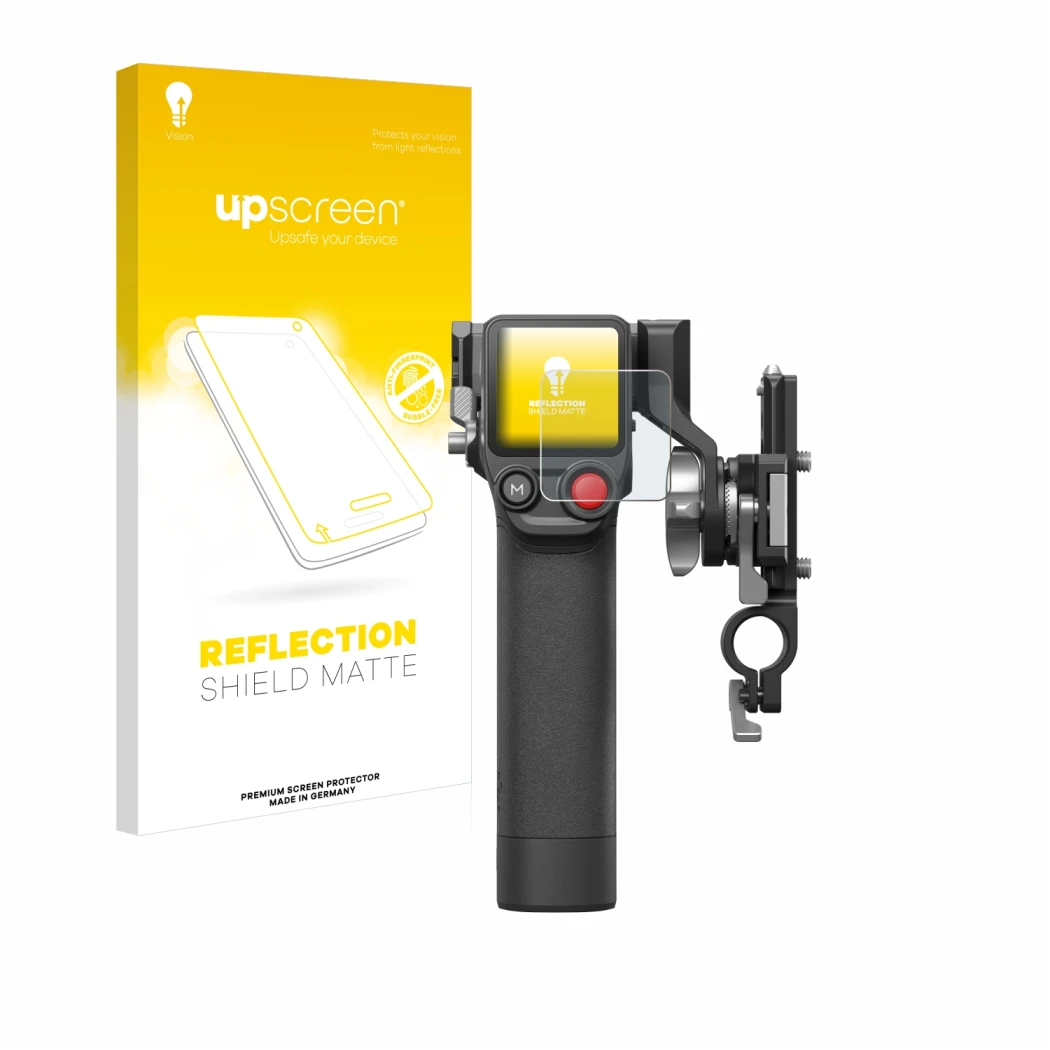 Front side of a product packaging with the brand logo upscreen. Next to it is the device DJI Focus Pro- Grip shown with the co