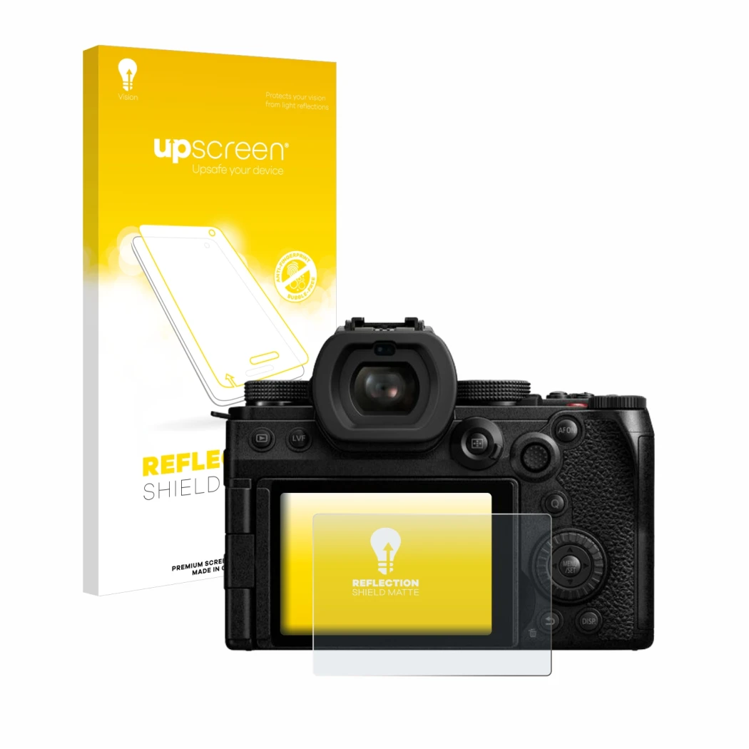 Front side of a product packaging with the brand logo upscreen. Next to it is the device Panasonic Lumix DC-S5II shown with th