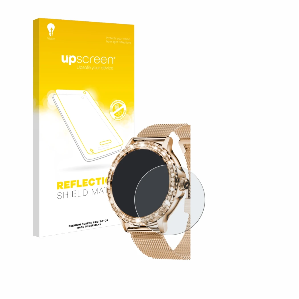Front side of a product packaging with the brand logo upscreen. Next to it is the device walkbee Smartwatch 1.3