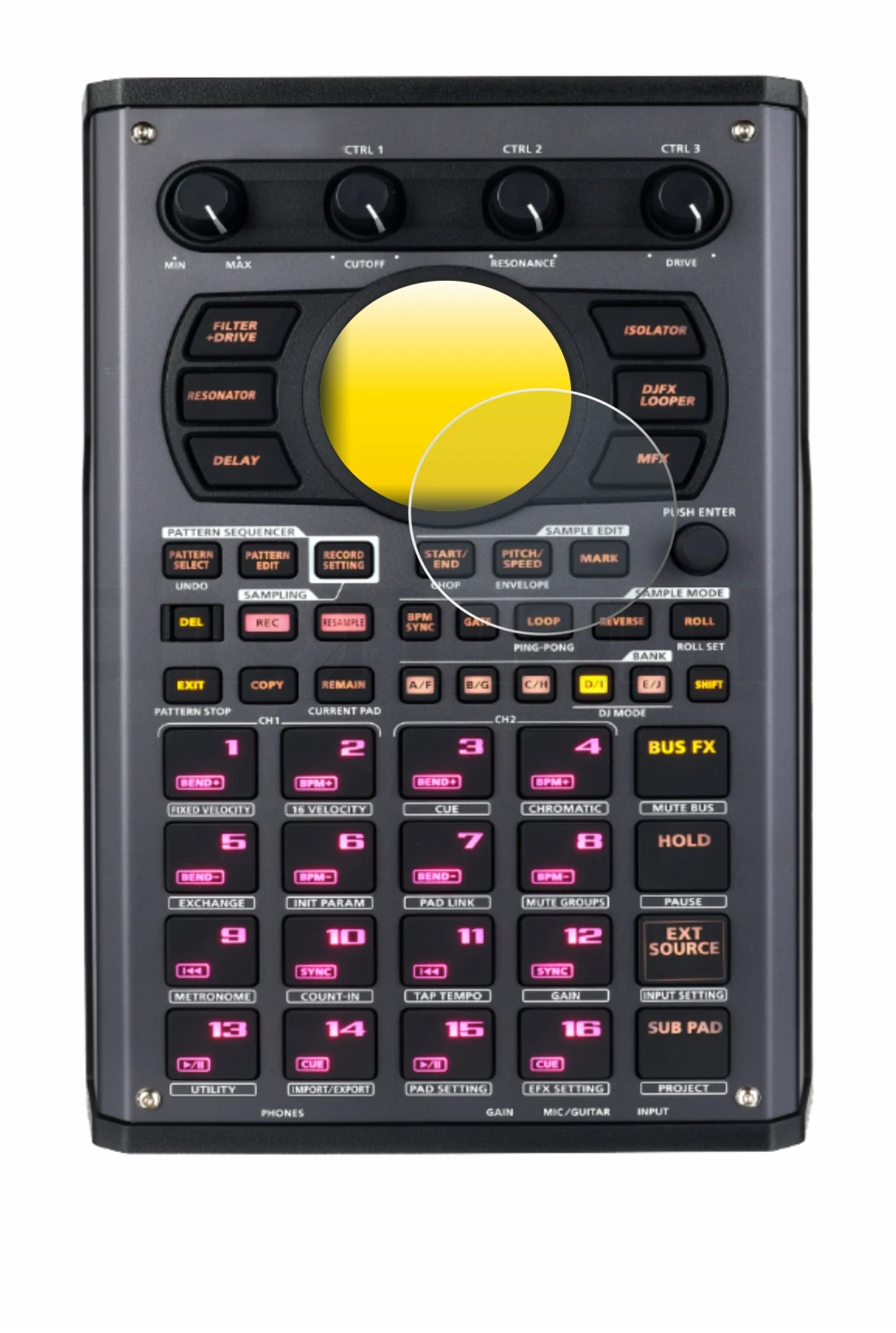 Image of the device Roland SP-404MKII with a wide variety of screen protectors.