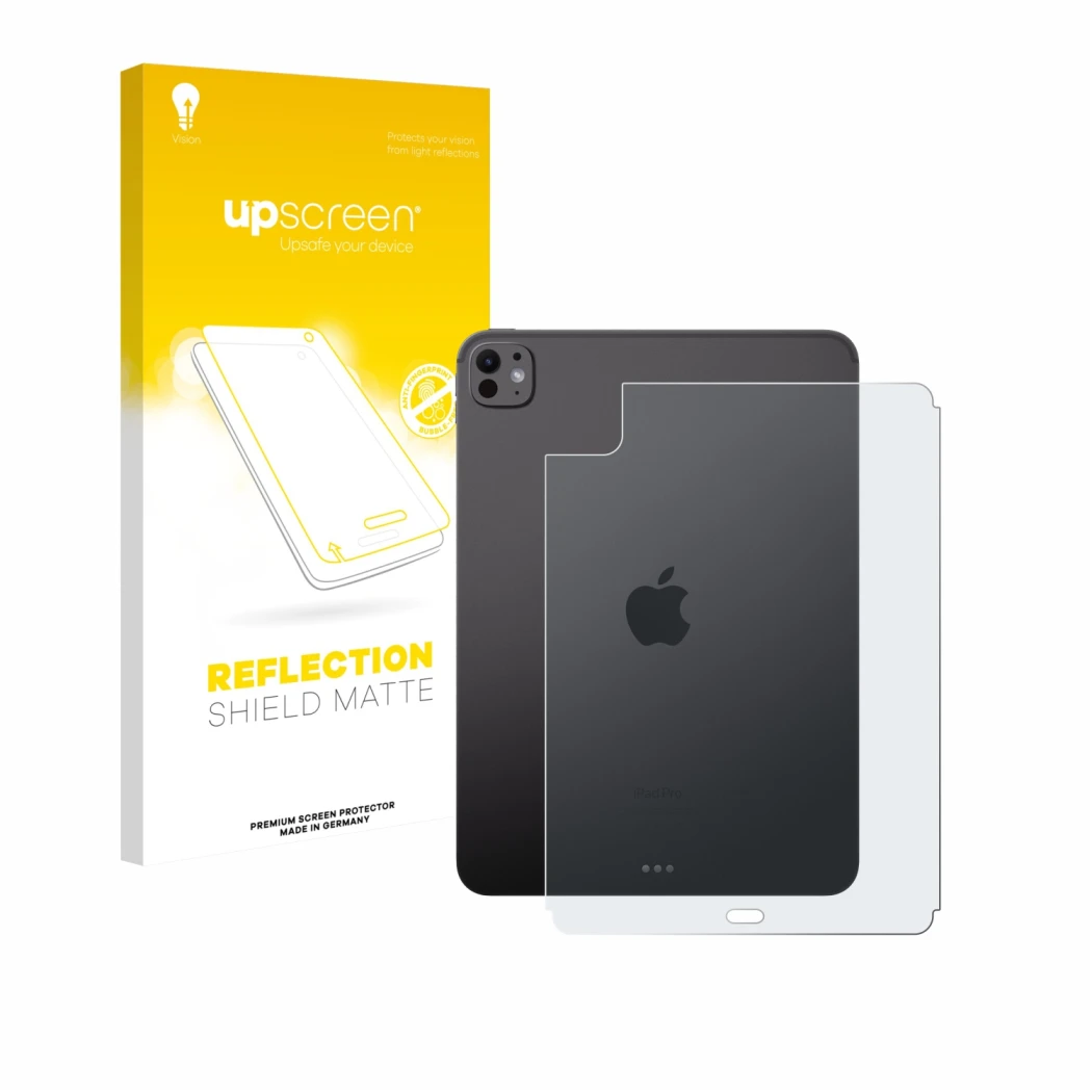Front side of a product packaging with the brand logo upscreen. Next to it is the device Apple iPad Pro 11