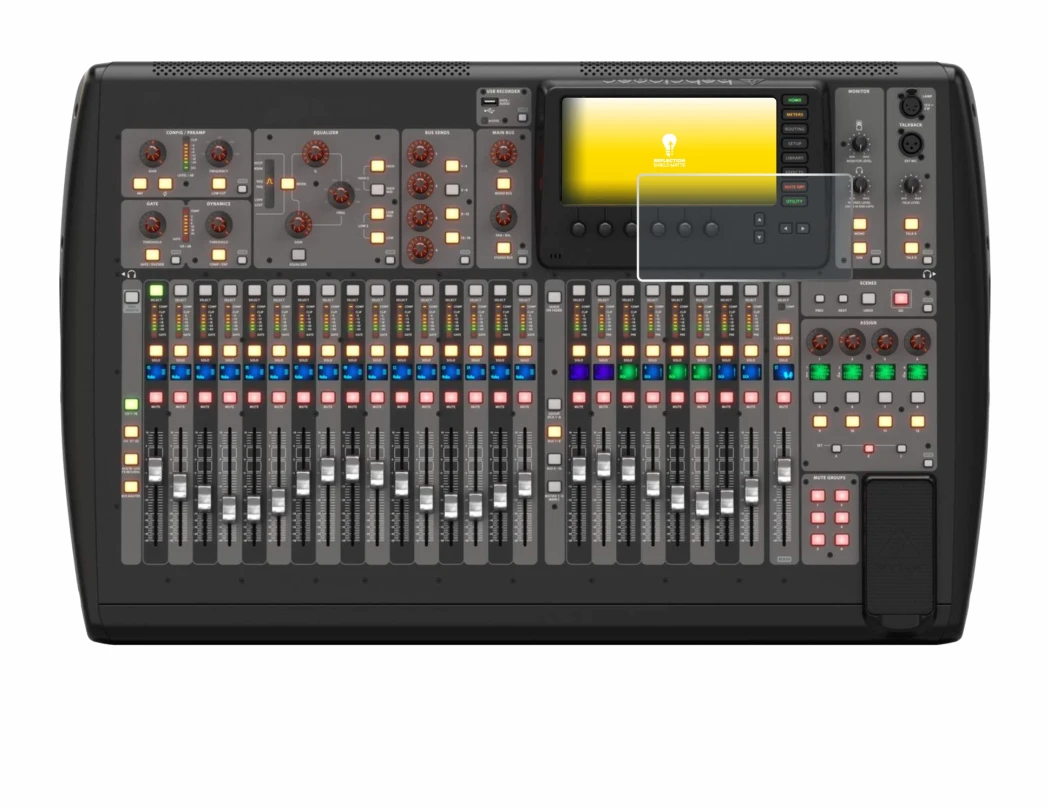 Image of the device Behringer X32 with a wide variety of screen protectors.