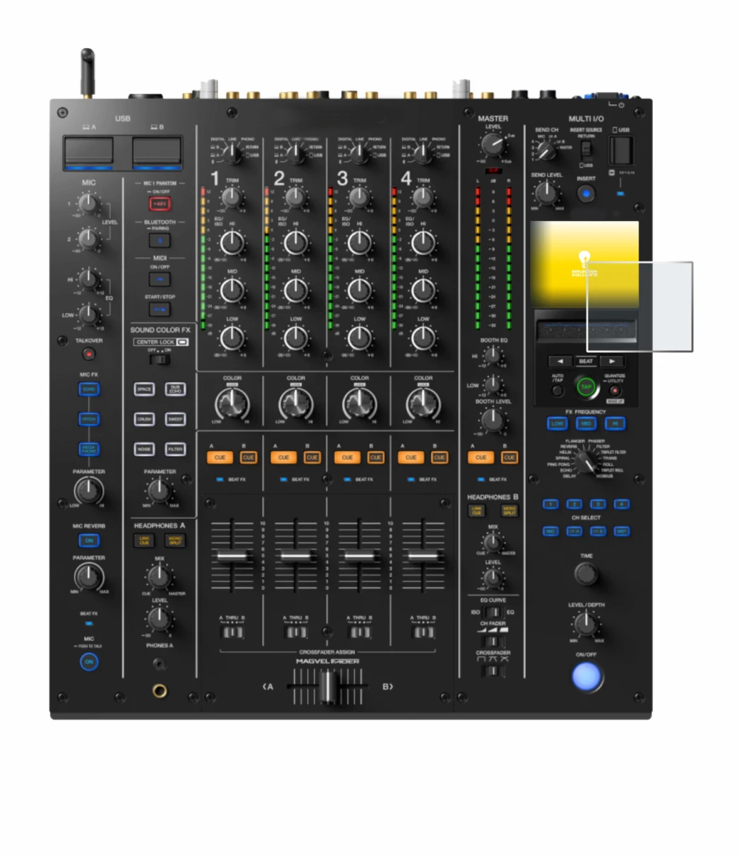 Image of the device Pioneer DJM A9 with a wide variety of screen protectors.
