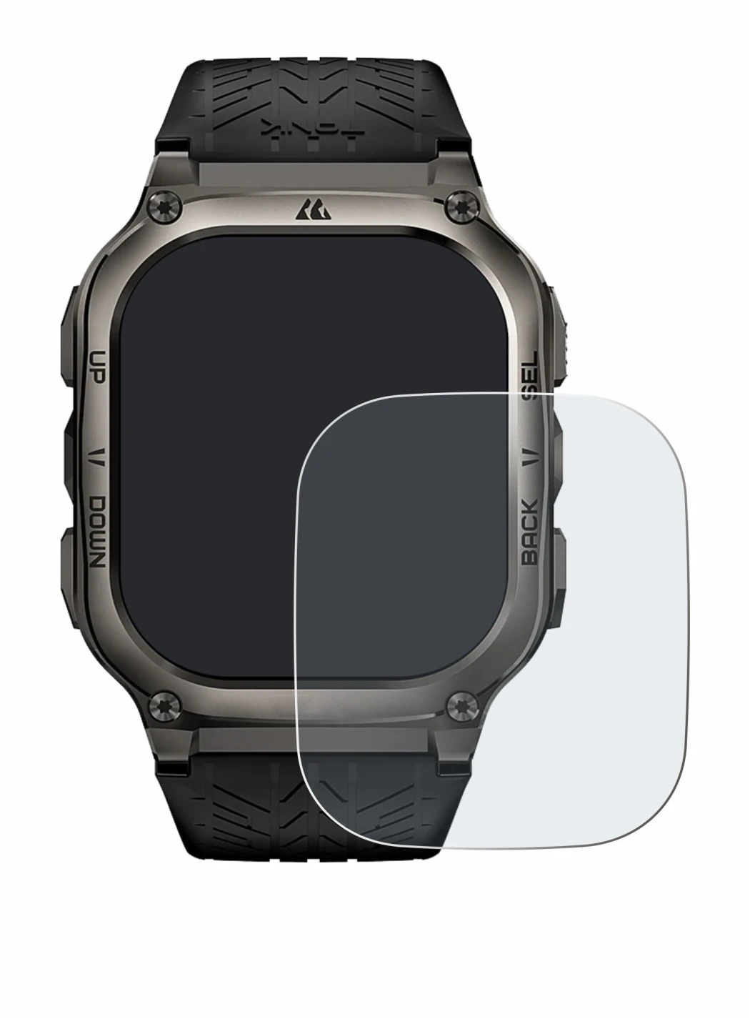 Image of the device Kospet Tank M3 with a wide variety of screen protectors.