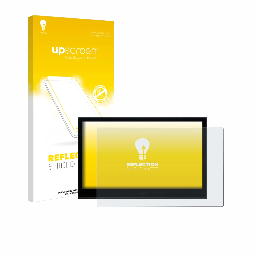 Front side of a product packaging with the brand logo upscreen. Next to it is the device Wacom Movink 13 shown with the corres