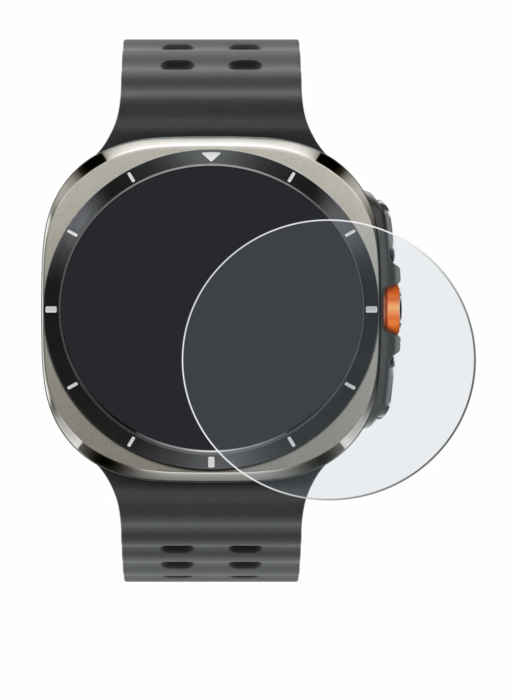 Image of the device Samsung Galaxy Watch Ultra (47 mm) with a wide variety of screen protectors.