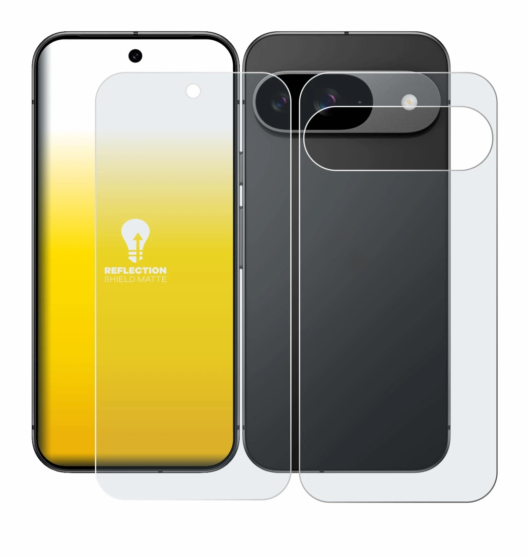 Image of the device Google Pixel 9 (Front+Back) with a wide variety of screen protectors.