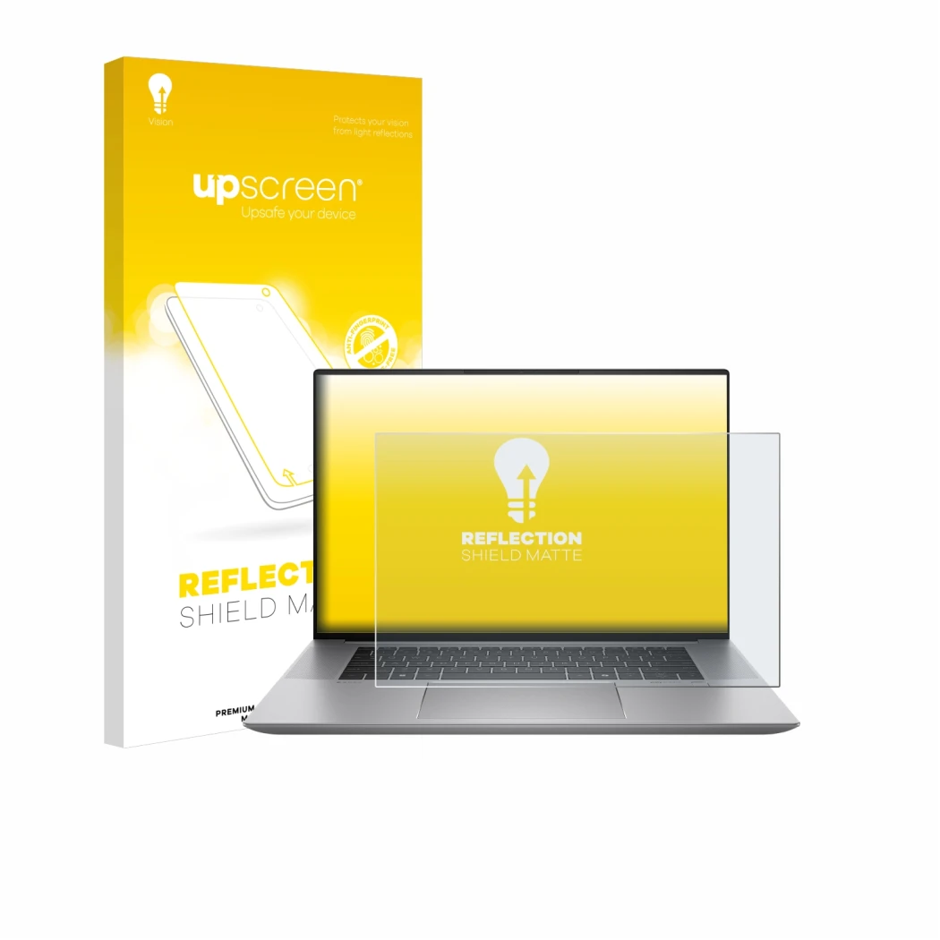 Front side of a product packaging with the brand logo upscreen. Next to it is the device HP Zbook Studio 16 G11 shown with the