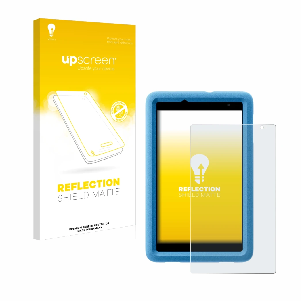 Front side of a product packaging with the brand logo upscreen. Next to it is the device Blackview Tab A5 Kids shown with the 