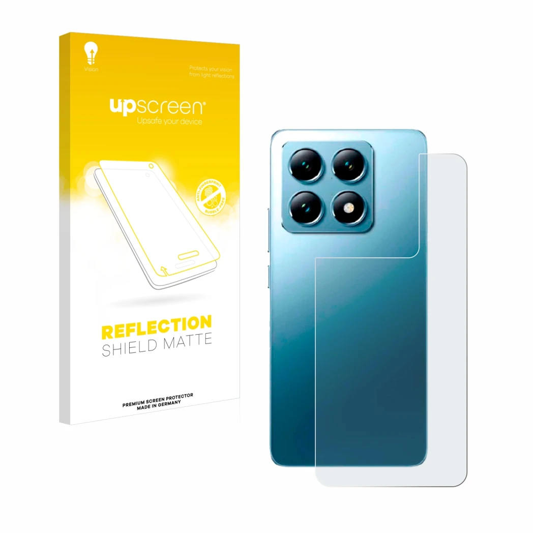 Front side of a product packaging with the brand logo upscreen. Next to it is the device Xiaomi 14T (Back) shown with the corr