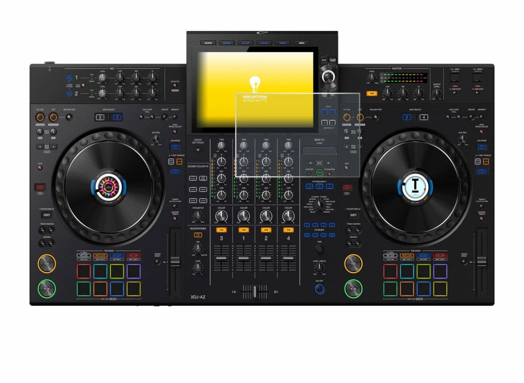 Image of the device AlphaTheta XDJ-AZ with a wide variety of screen protectors.