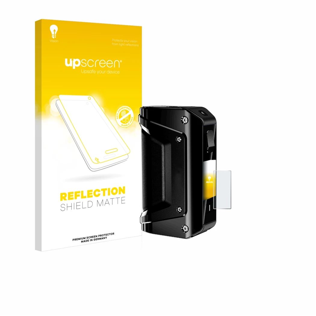 Front side of a product packaging with the brand logo upscreen. Next to it is the device geekvape Aegis 3 shown with the corre
