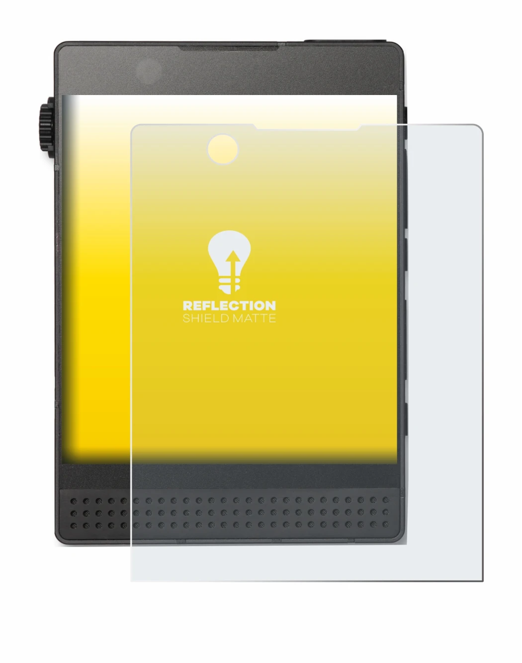 Image of the device Light Phone 3 with a wide variety of screen protectors.