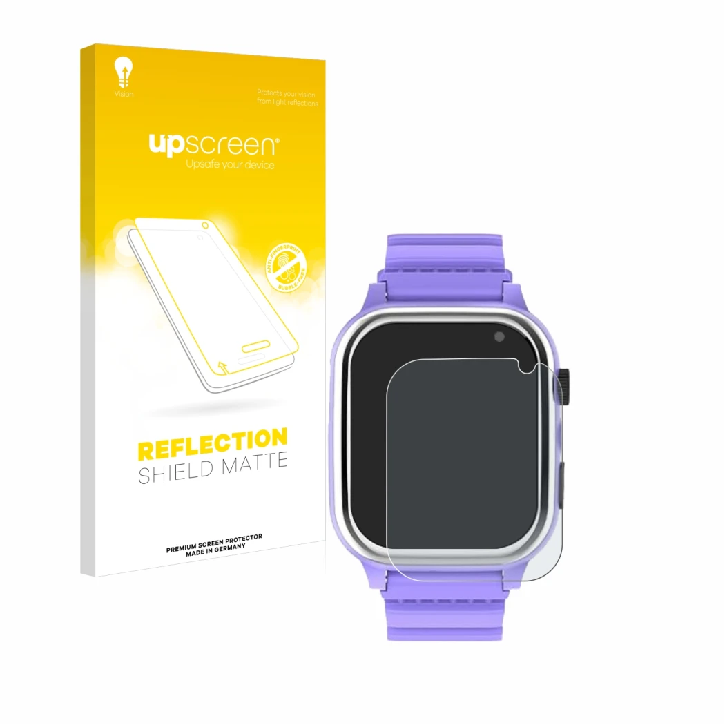 Front side of a product packaging with the brand logo upscreen. Next to it is the device Jubunrer Kids Smartwatch shown with t