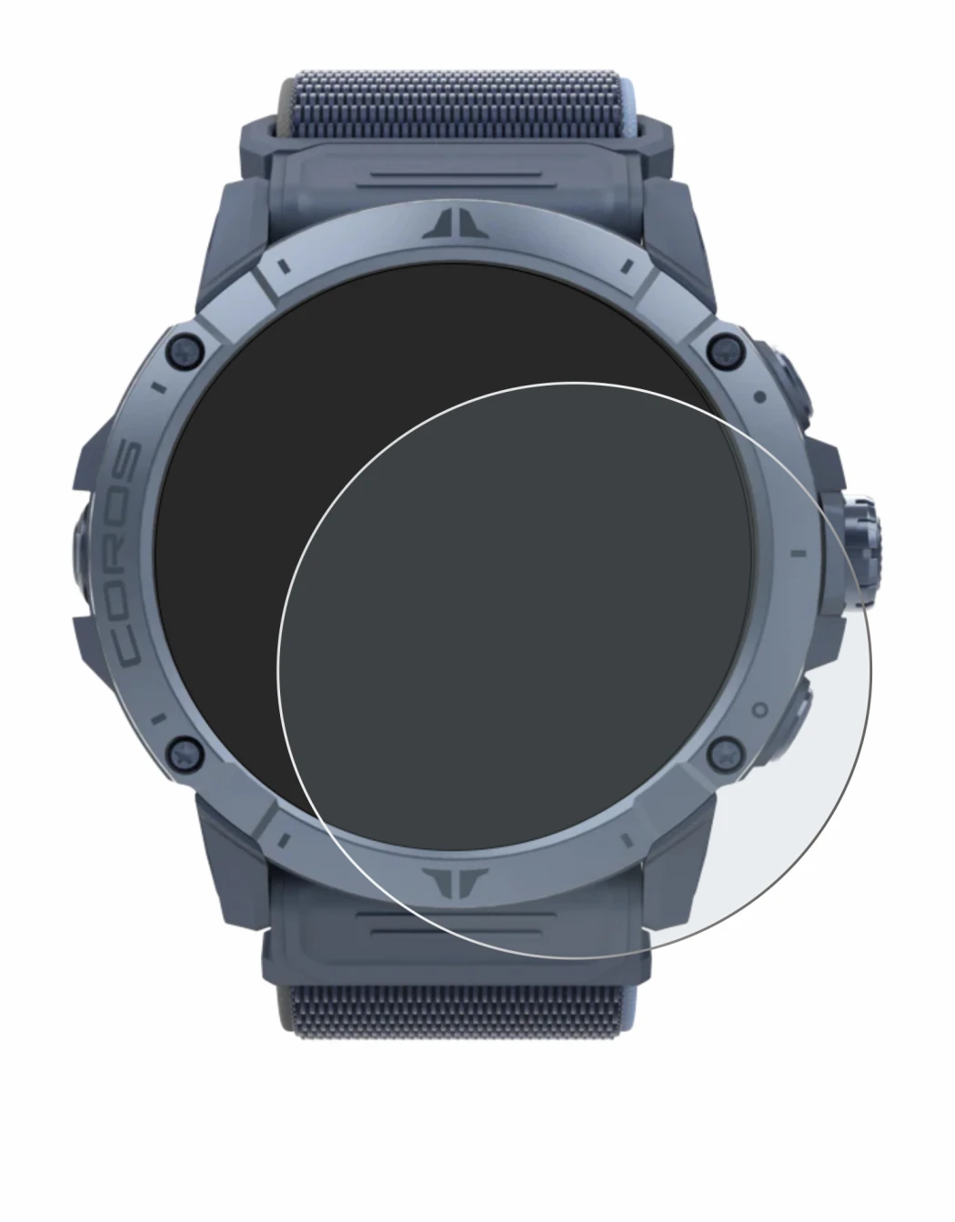 Image of the device Coros Vertix 2S with a wide variety of screen protectors.