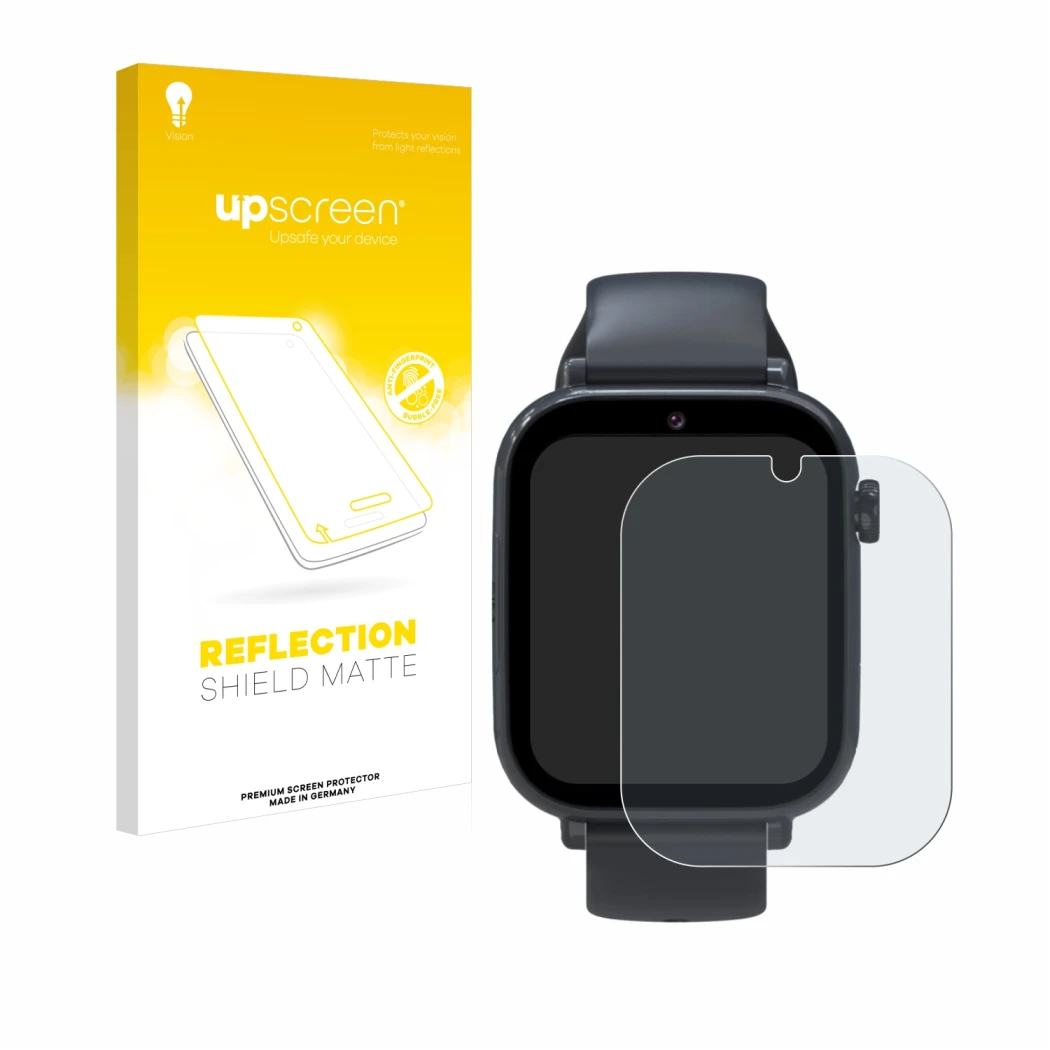 Front side of a product packaging with the brand logo upscreen. Next to it is the device Forever Kids Smartwatch shown with th
