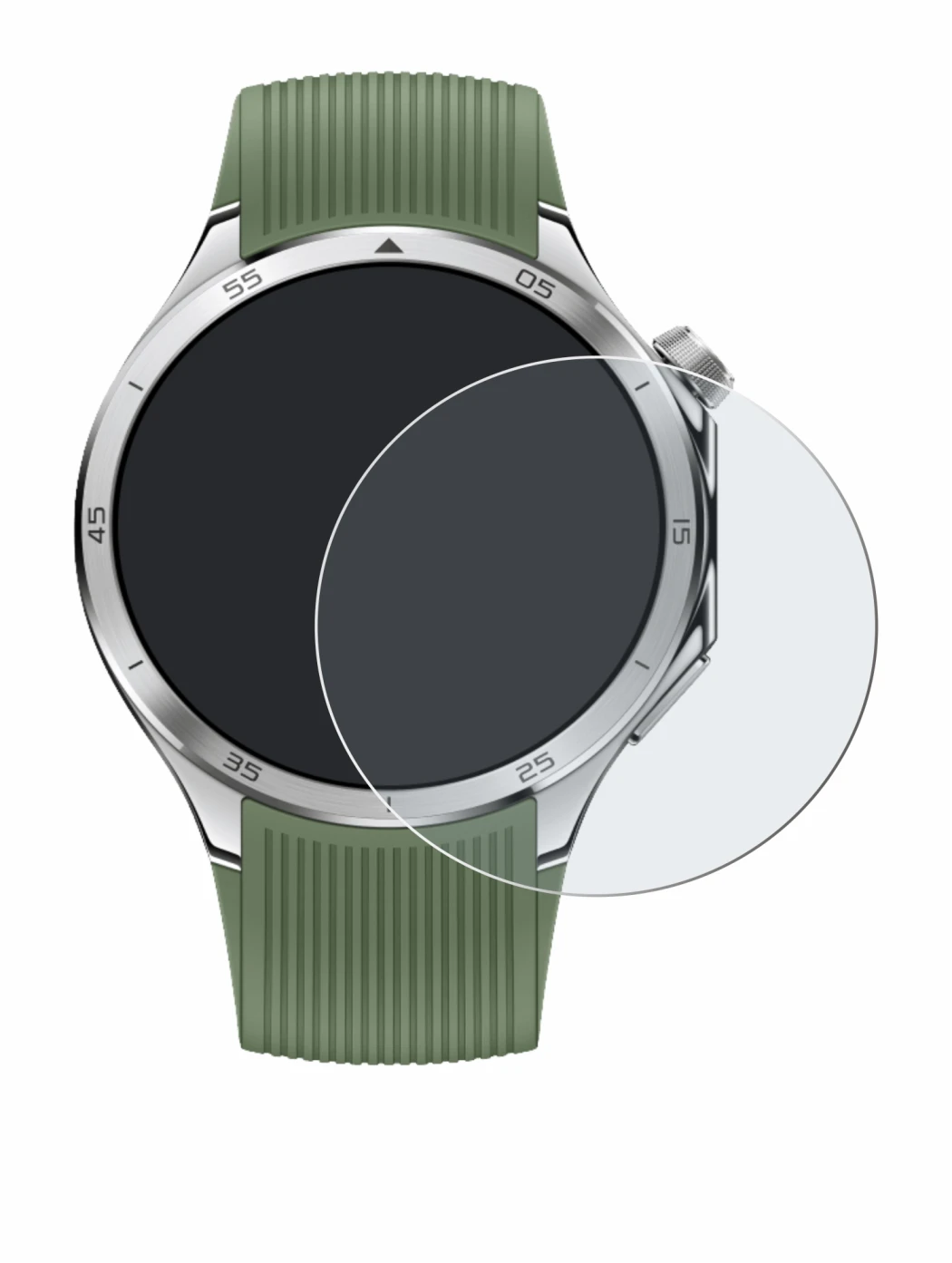 Image of the device OnePlus Watch 3 with a wide variety of screen protectors.