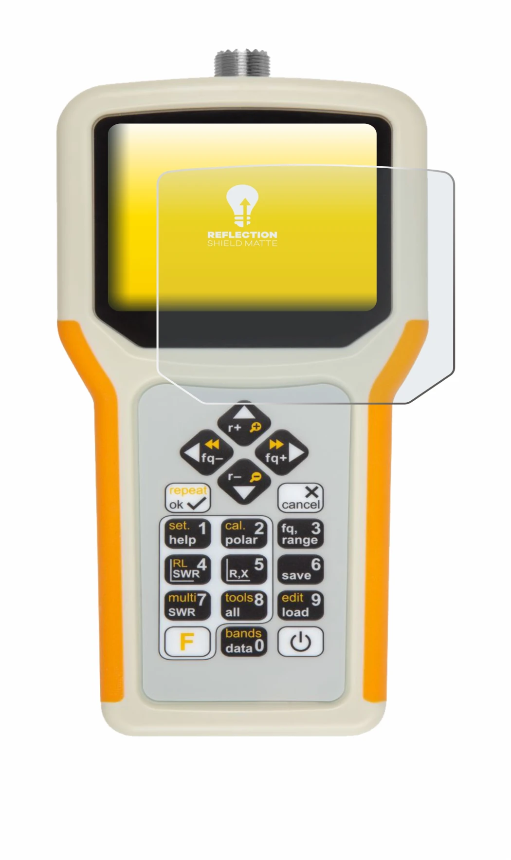 Image of the device RigExpert AA-55 Zoom with a wide variety of screen protectors.