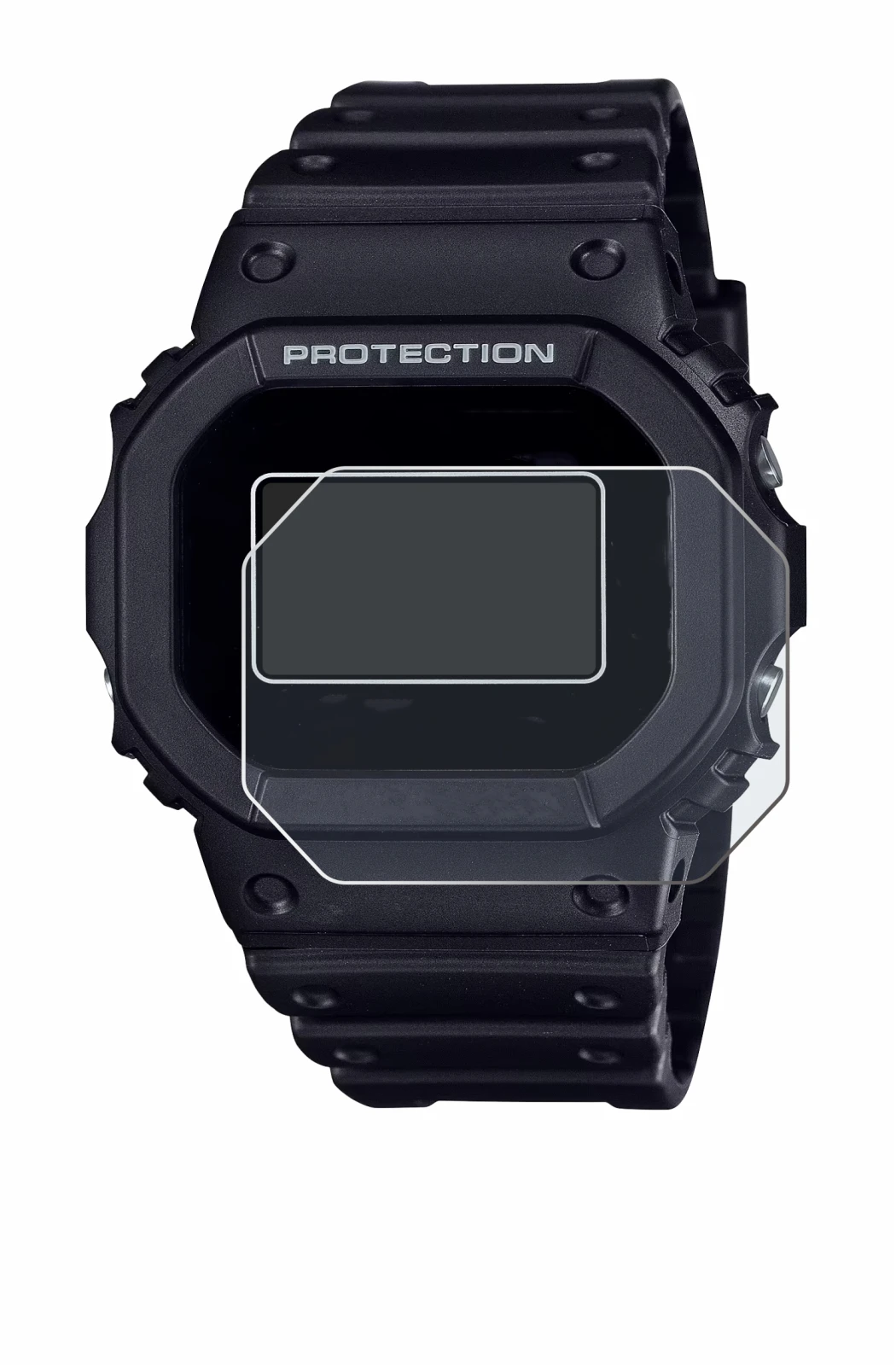 Image of the device Casio G-Shock DW-5600RL-1 with a wide variety of screen protectors.