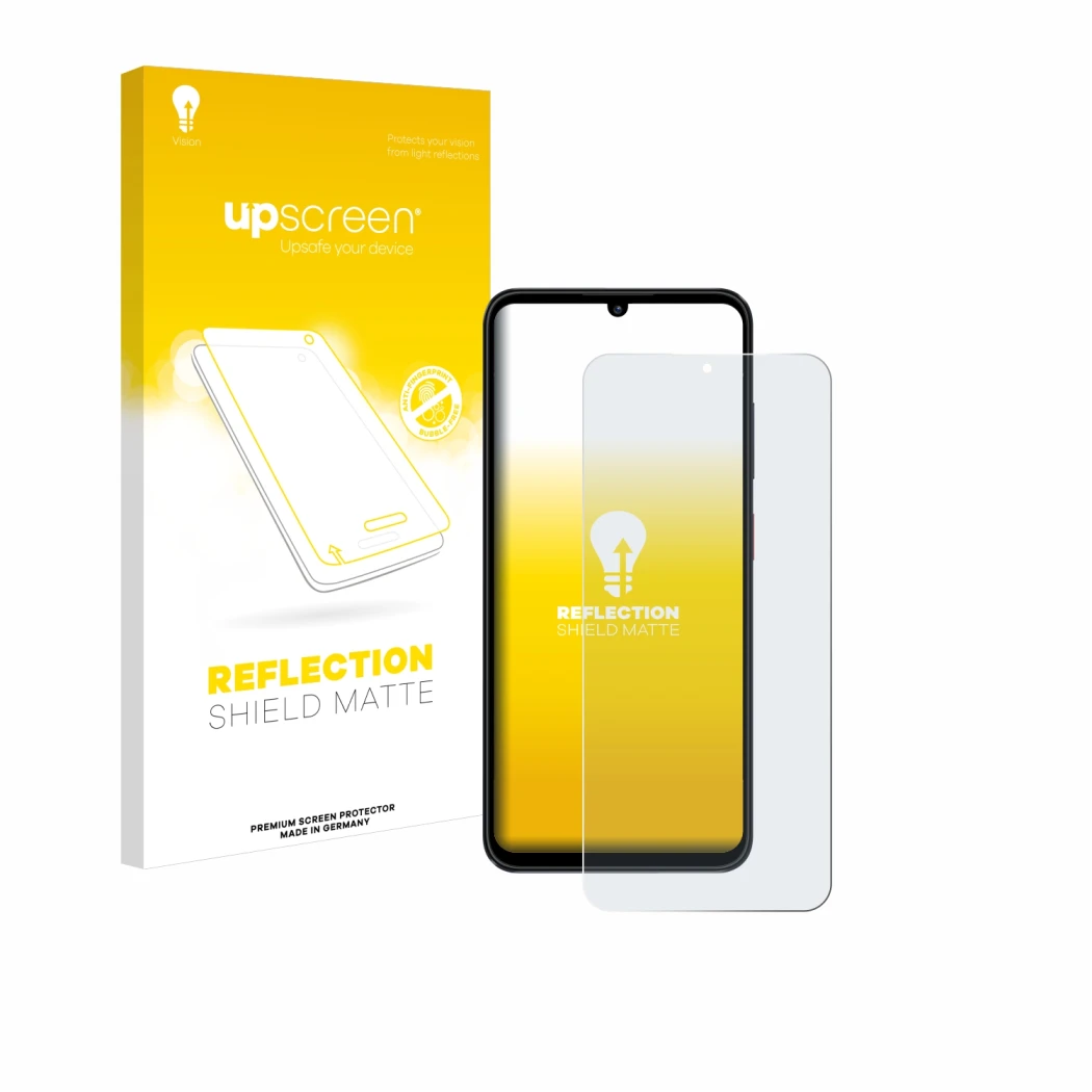 Front side of a product packaging with the brand logo upscreen. Next to it is the device ZTE Blade A55 shown with the correspo