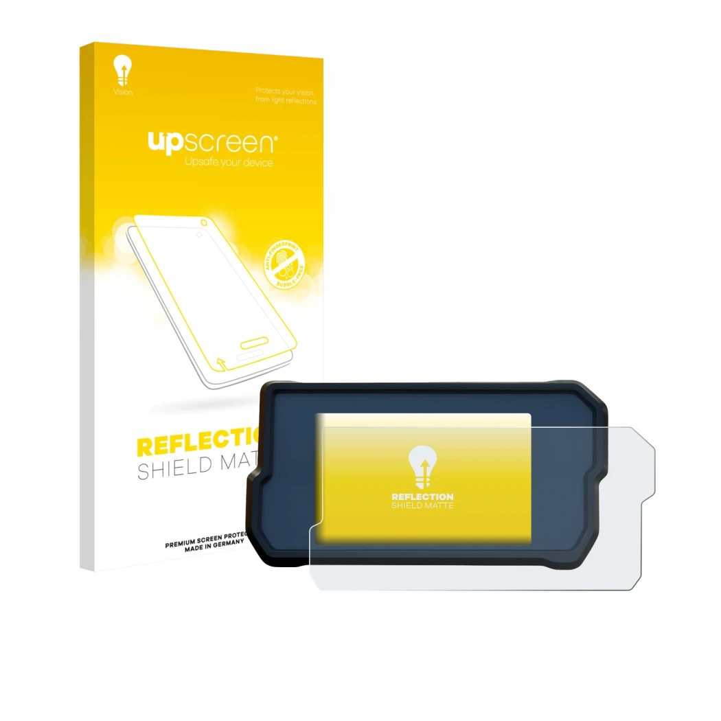 Front side of a product packaging with the brand logo upscreen. Next to it is the device KTM RC125 / RC390 2022+ shown with th