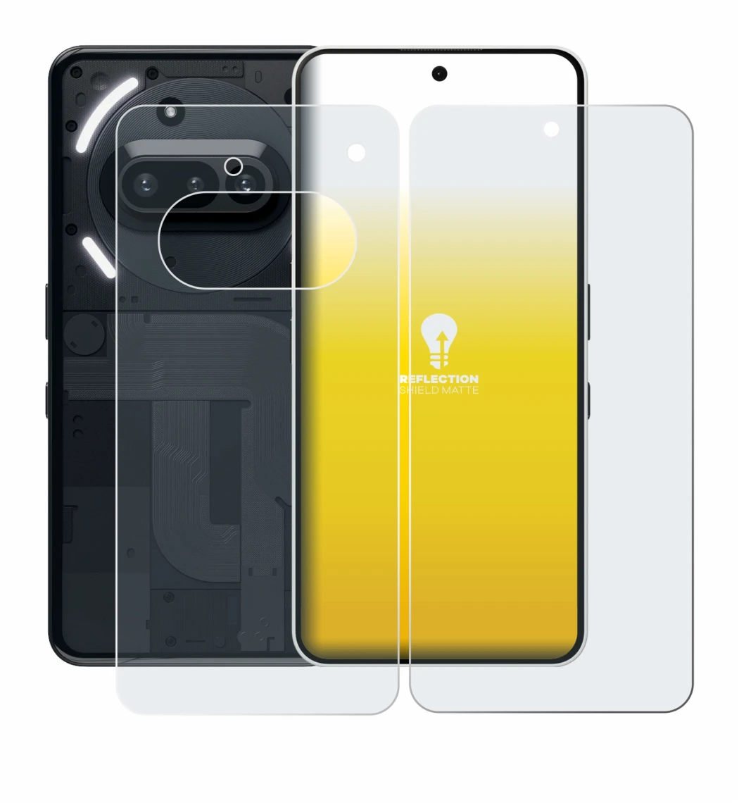 Image of the device Nothing Phone (3a) (Front+Back) with a wide variety of screen protectors.