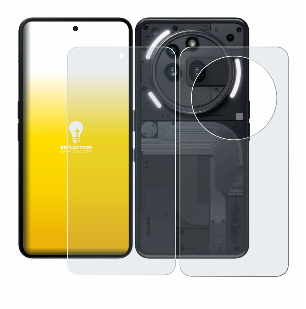 Image of the device Nothing Phone (3a) Pro (Front+Back) with a wide variety of screen protectors.