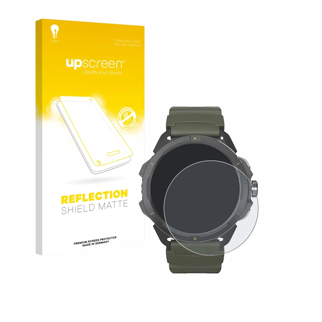 Front side of a product packaging with the brand logo upscreen. Next to it is the device Hammer Watch 2 Military Edition shown