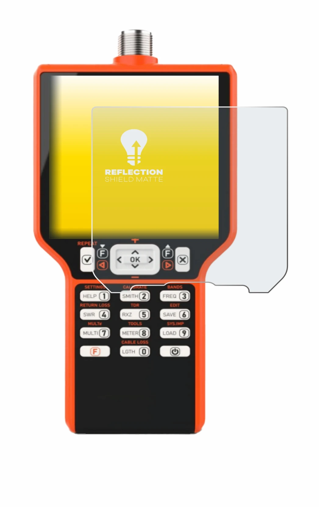 Image of the device RigExpert MATCH with a wide variety of screen protectors.