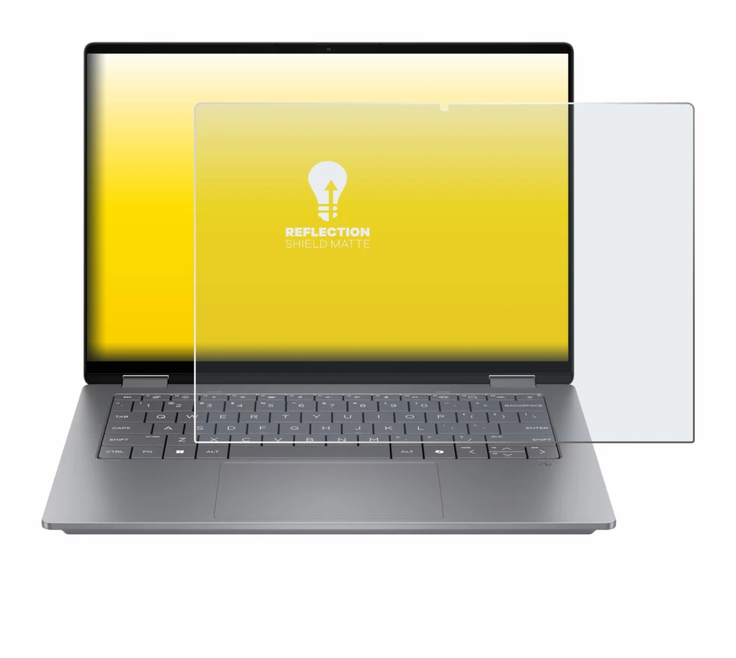 Image of the device HP OmniBook X Flip 14 with a wide variety of screen protectors.