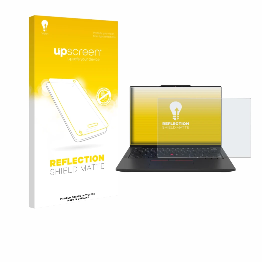 Front side of a product packaging with the brand logo upscreen. Next to it is the device Lenovo ThinkPad X13 Gen 6 shown with 