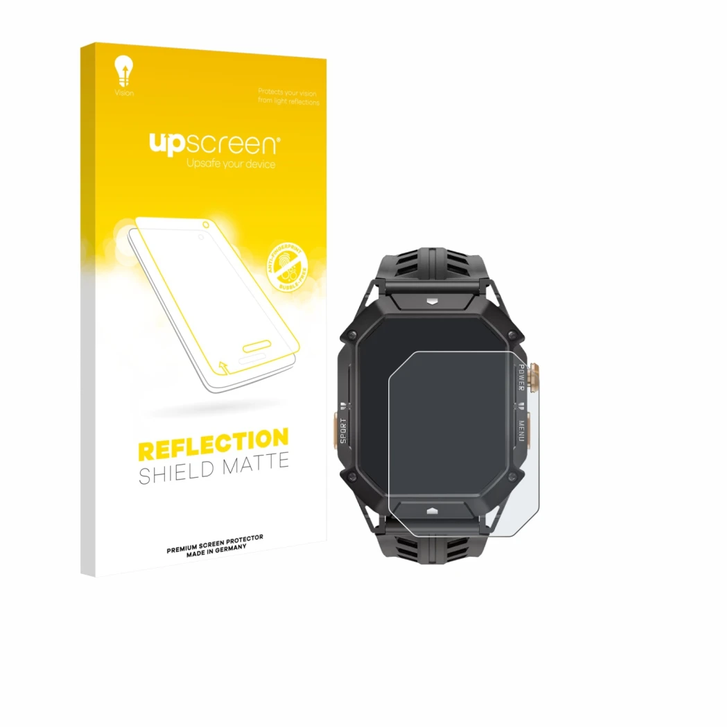 Front side of a product packaging with the brand logo upscreen. Next to it is the device Oukitel BT80 shown with the correspon