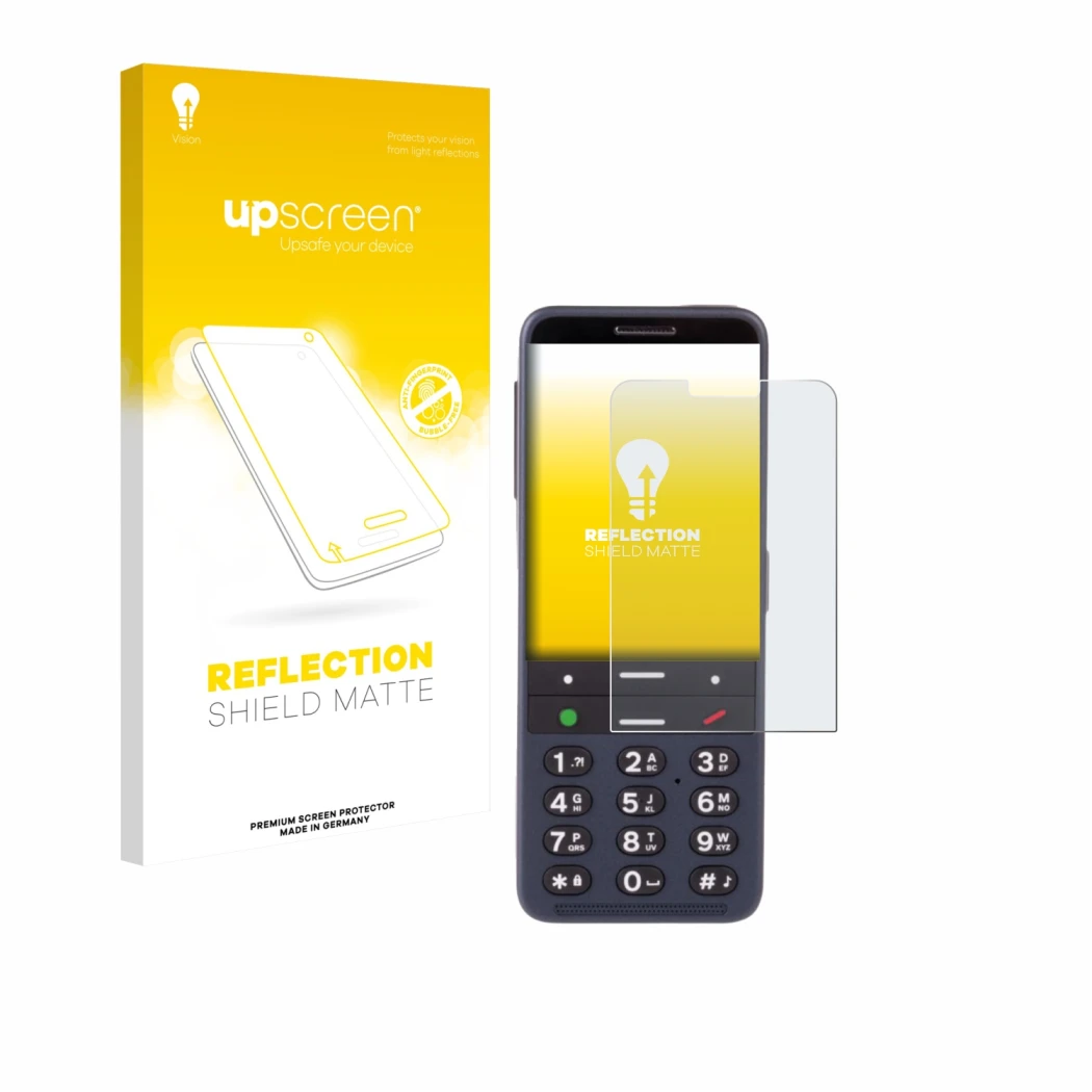 Front side of a product packaging with the brand logo upscreen. Next to it is the device BlindShell Classic 3 shown with the c