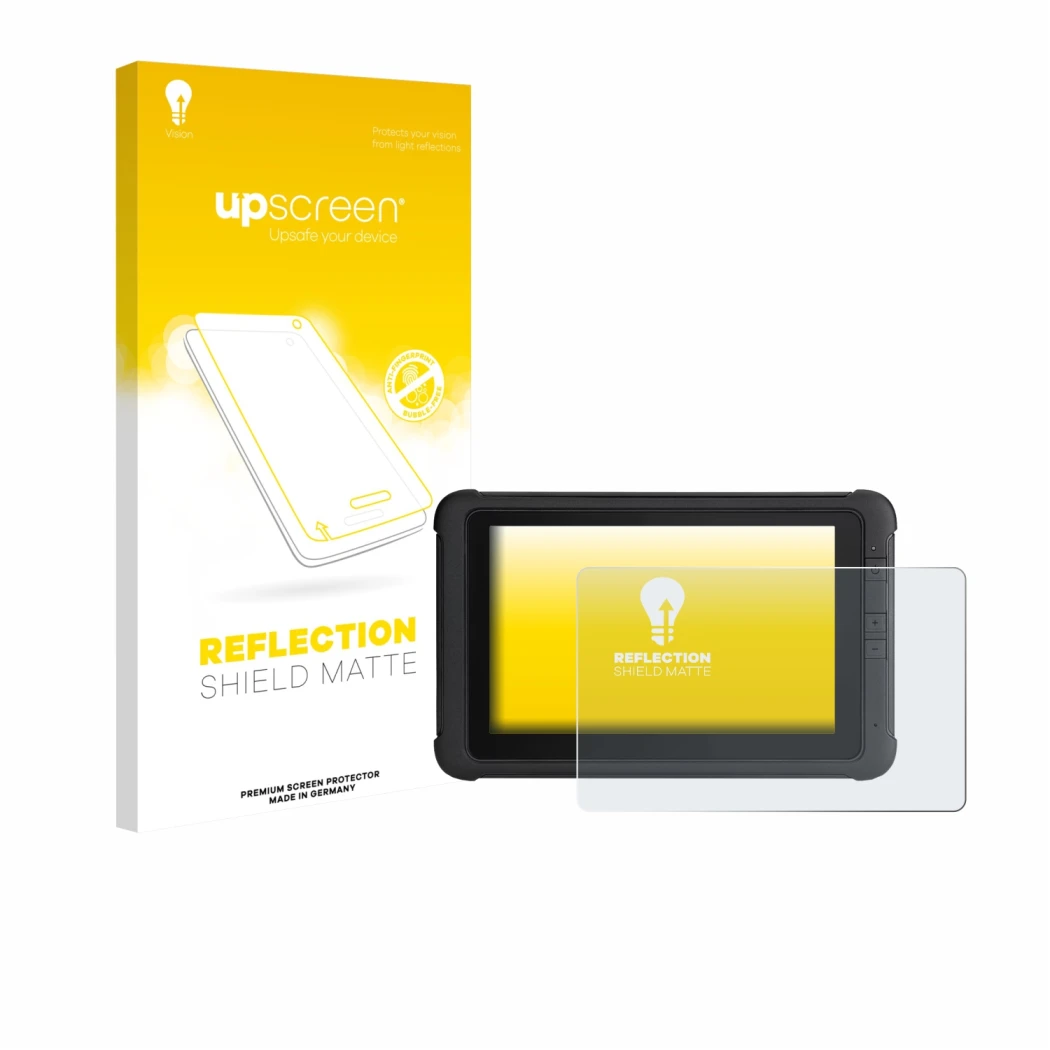 Front side of a product packaging with the brand logo upscreen. Next to it is the device Webfleet PRO 8475 shown with the corr