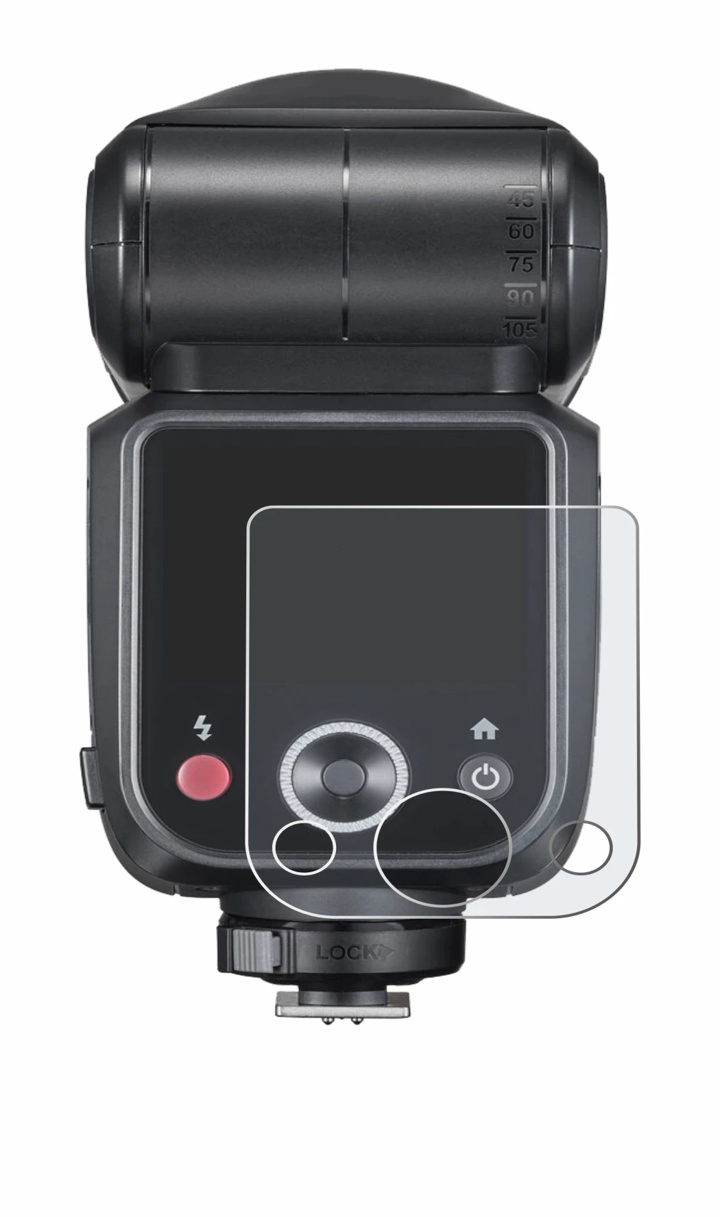 Image of the device Godox V100 with a wide variety of screen protectors.