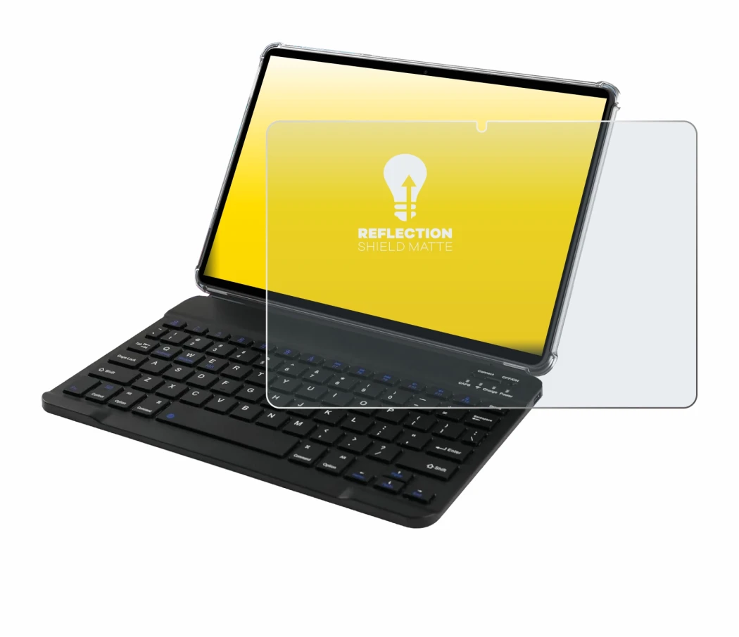 Image of the device Tabwee T90 with a wide variety of screen protectors.